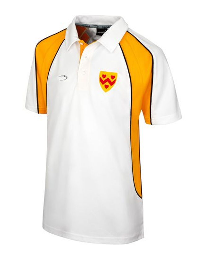 Second Hand Boys White PE Polo with Yellow Panel