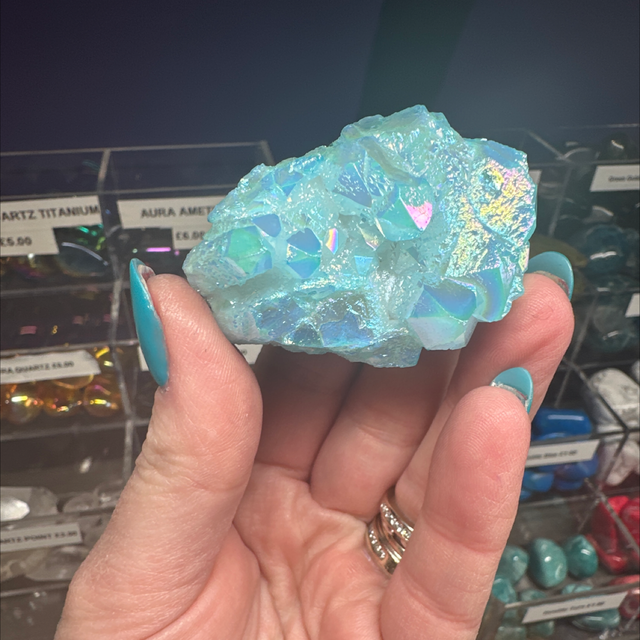 Blue Aura Quartz Cluster