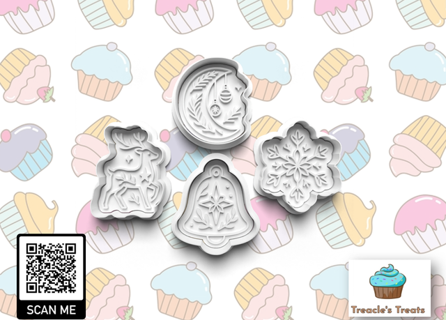 Mystic Christmas Theme Fondant/cookie stamps with cutters