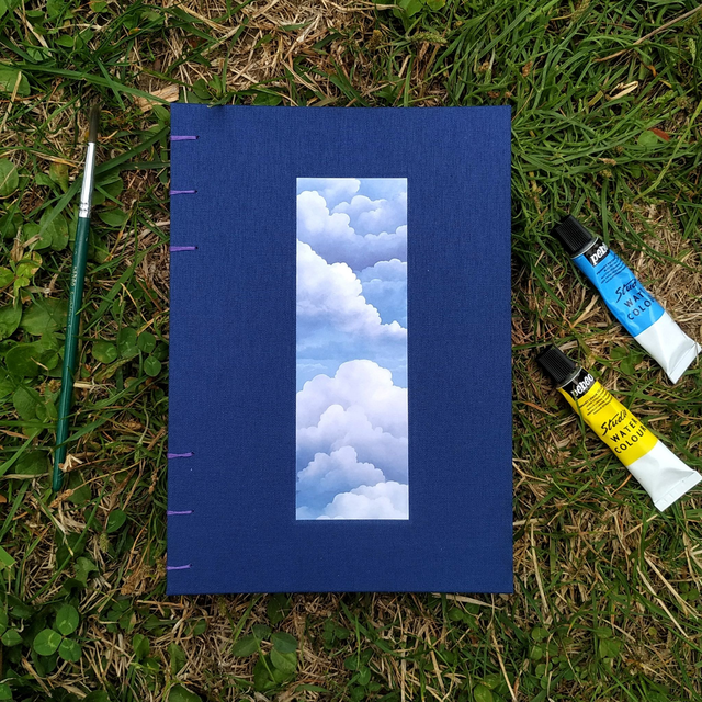 Carnet aquarelle rigide A5 - nuages/bleu - carnet de voyage