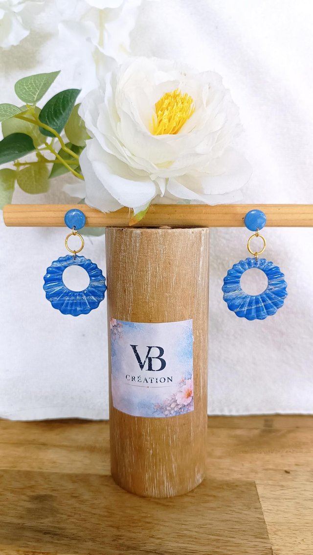 Créoles pendentes bleues électriques 