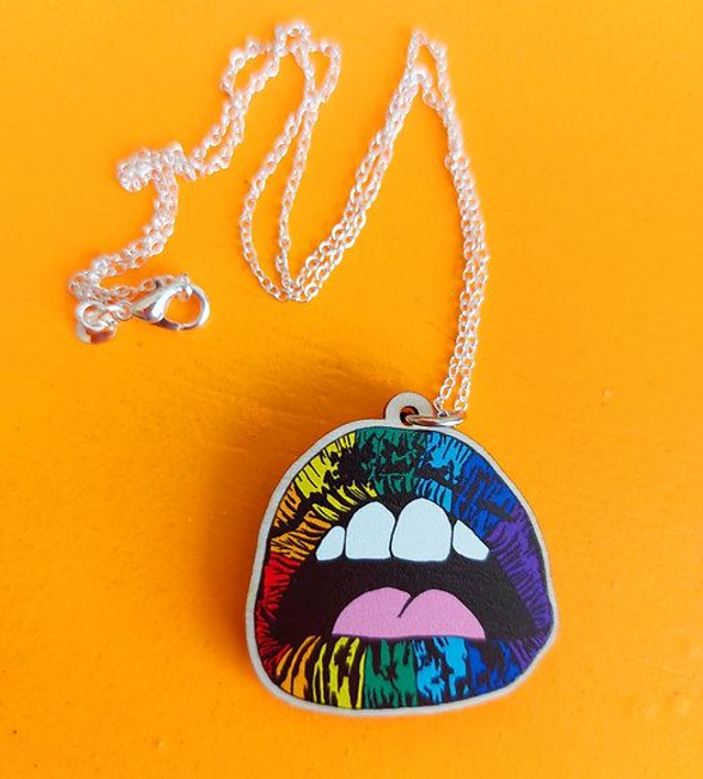 Rainbow Lips Necklace