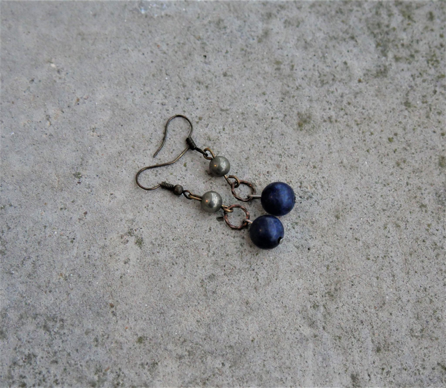 Boucles d'oreille Lapis lazuli et Pyrite