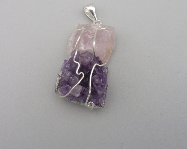 Amethyst Rose Quartz Dual Energy Pendant