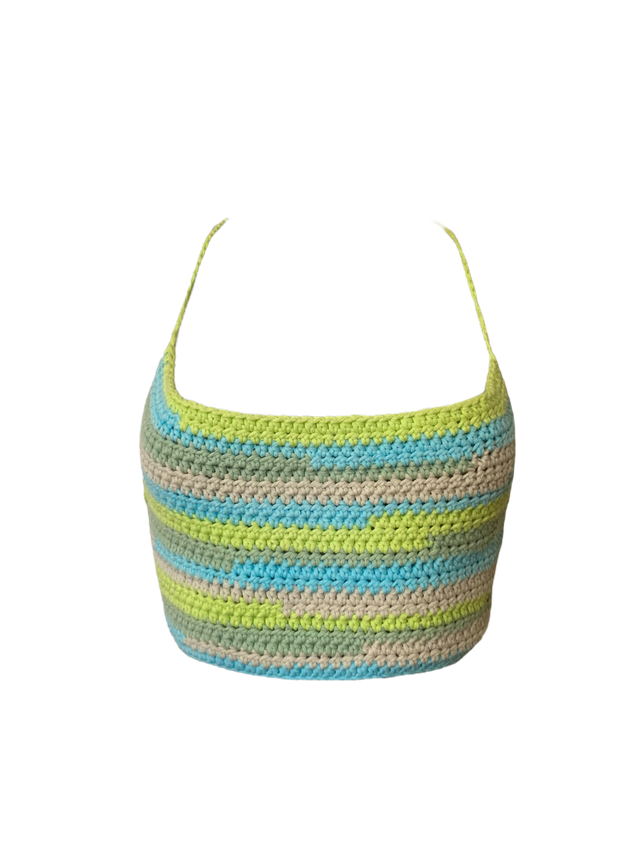 Top dos nu pastel bleu vert