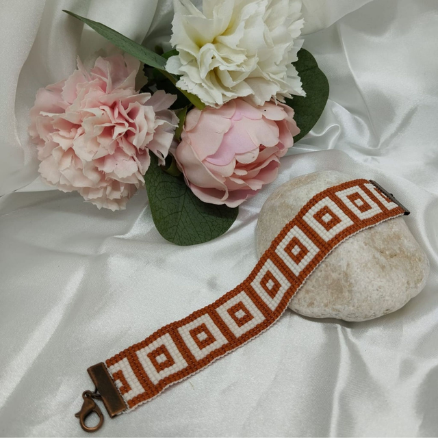 Bracelet caramel et blanc