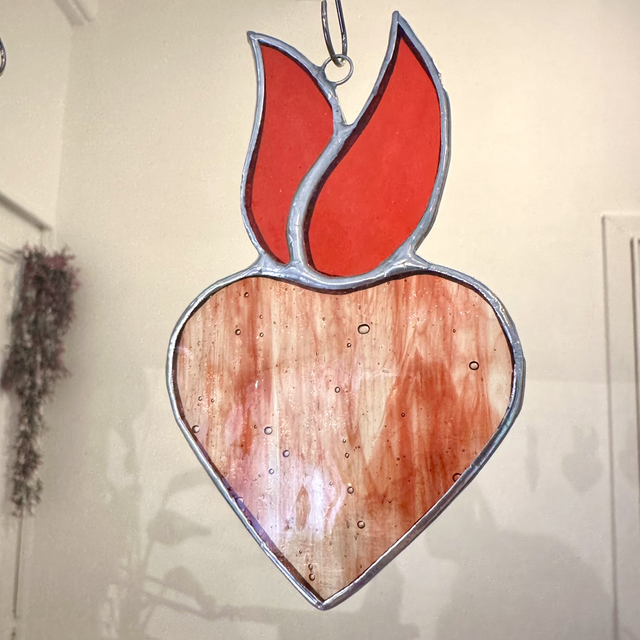 Mini cœur vitrail (rouge)