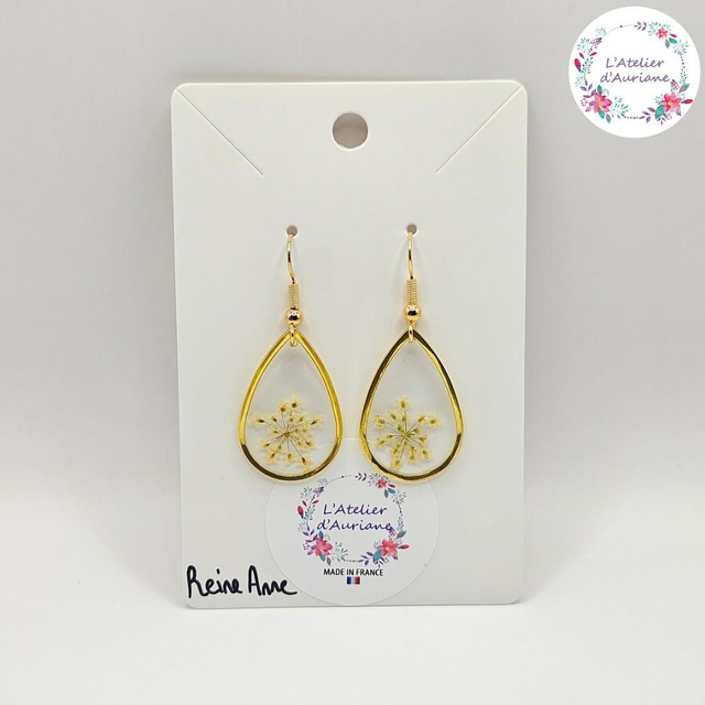 Boucles d'oreilles "Reine Anne" dorées