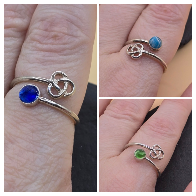 925 Sterling Silver Celtic Tides Ring with Unique Berwickshire & Scottish Seaglass