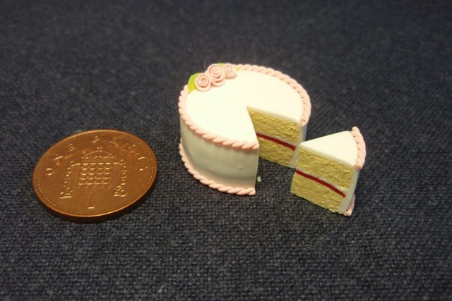 White and Pink Iced Cake - Sliced