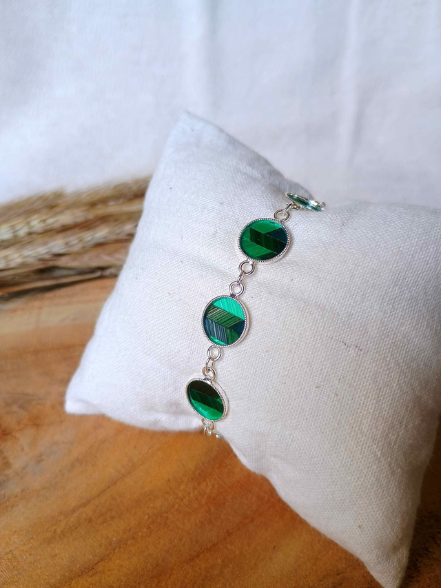 Bracelet Multi-cabochon Chevrons verts