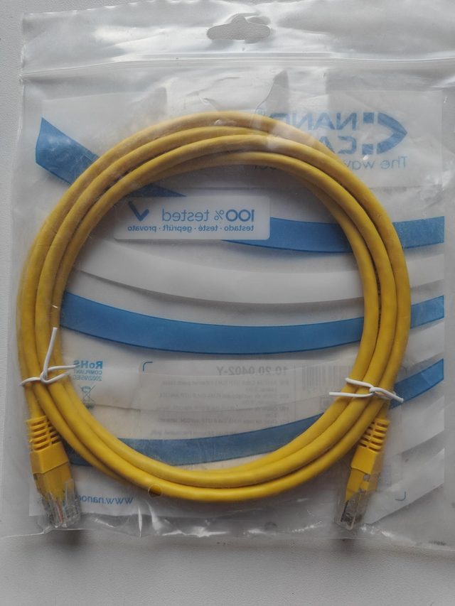 Keltainen Cat6-verkkokaapeli 2m - NANOCABLE 