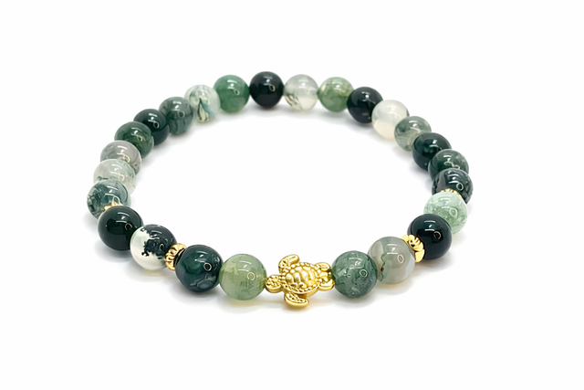 Bracelet « Tortue » Agate mousse 6 mm