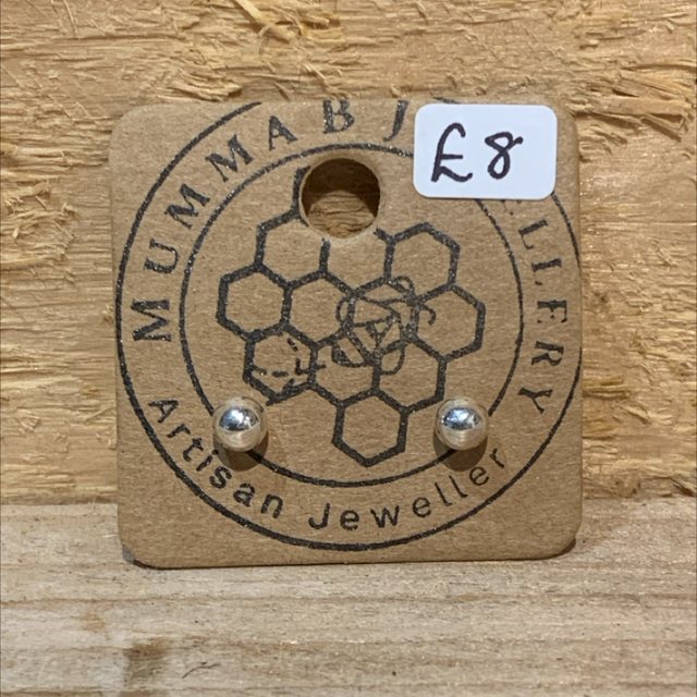 Silver Ball Stud Earrings 