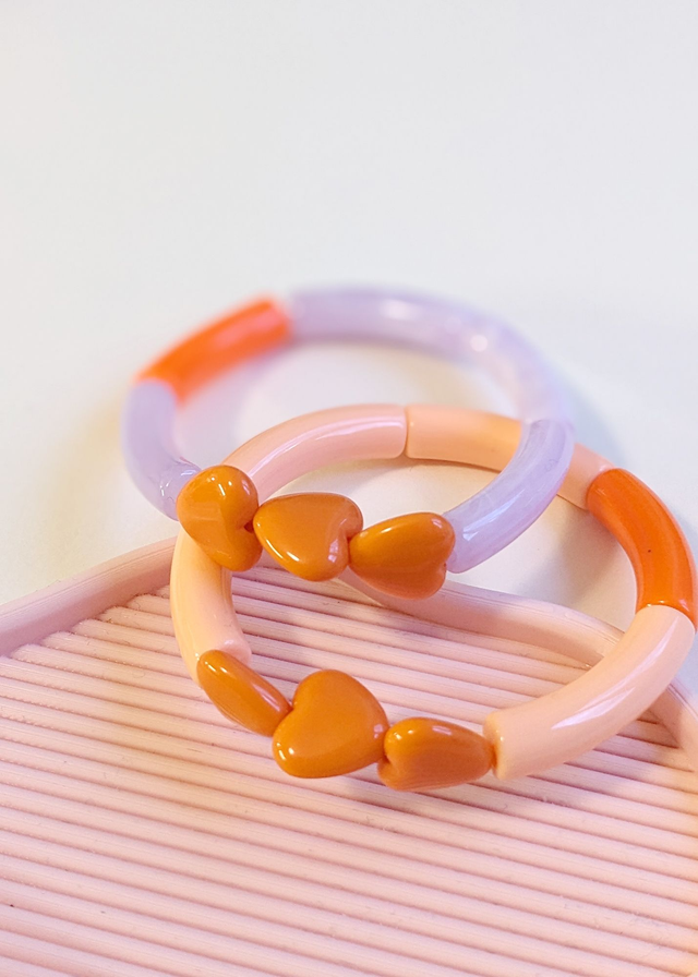 Bracelet Love orange & light lilas