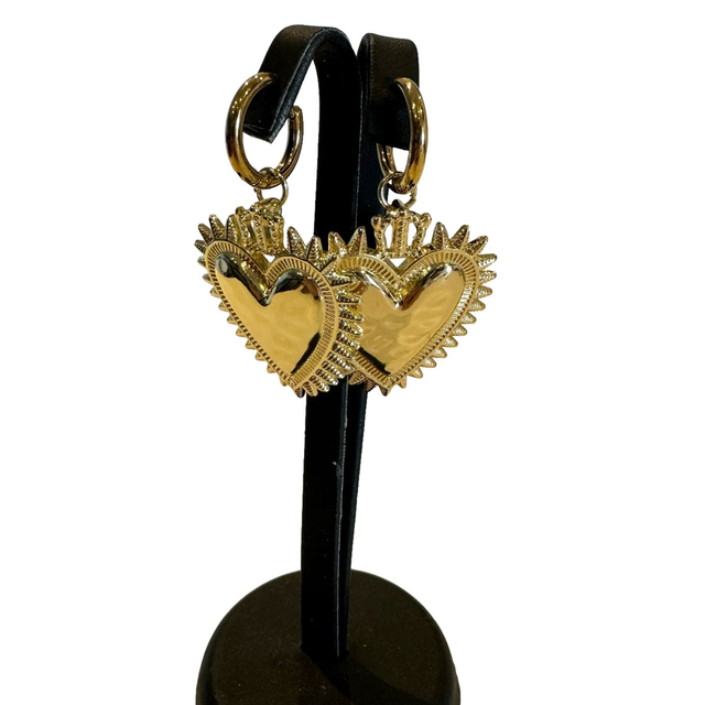 Orecchini cuore spinato gold