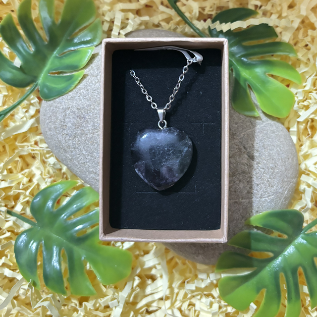 Collier cœur chaîne en fluorite 