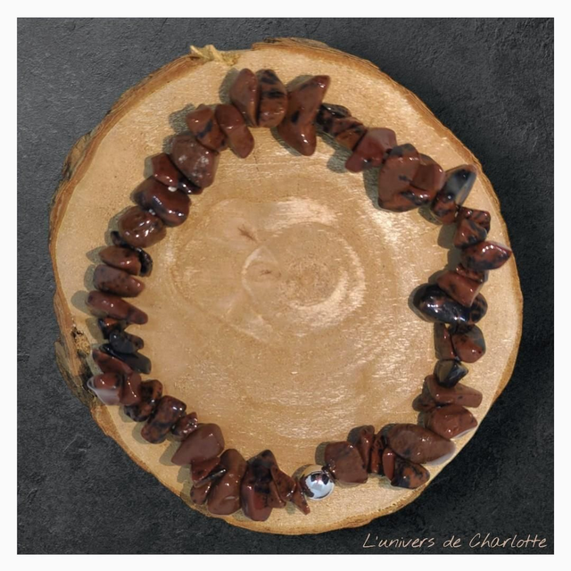 Bracelet "Obsidienne acajou" baroque BR-204