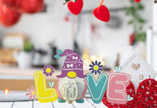 Lanterne Gnome Love St Valentin