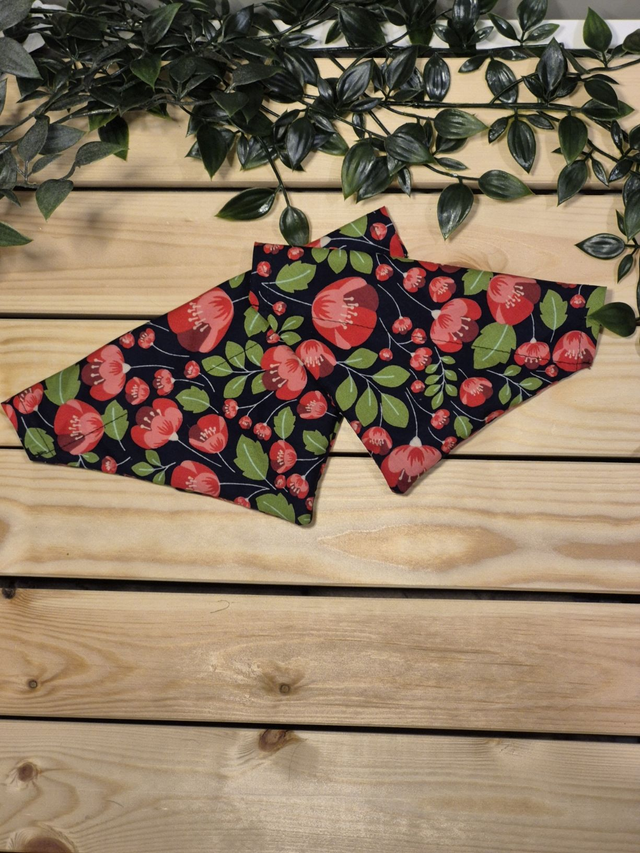 Navy Floral Over Collar Bandana | 4 Sizes 