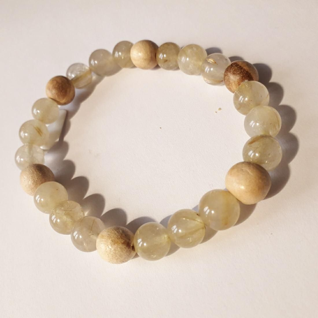 Golden Rutilated Quartz Palo Santo Bracelet 