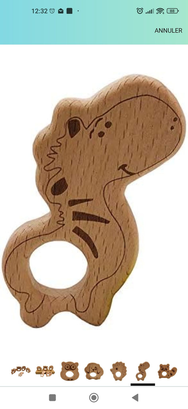 Anneau de dentition zèbre ou éléphant en bois 