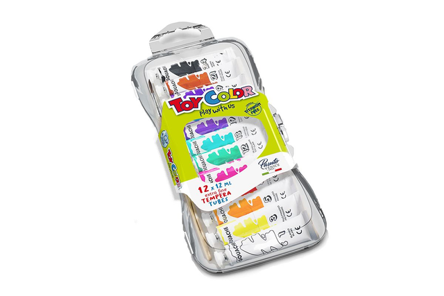TOY COLOR , TEMPERA CON 12 COLORI , TUBO 12ML 