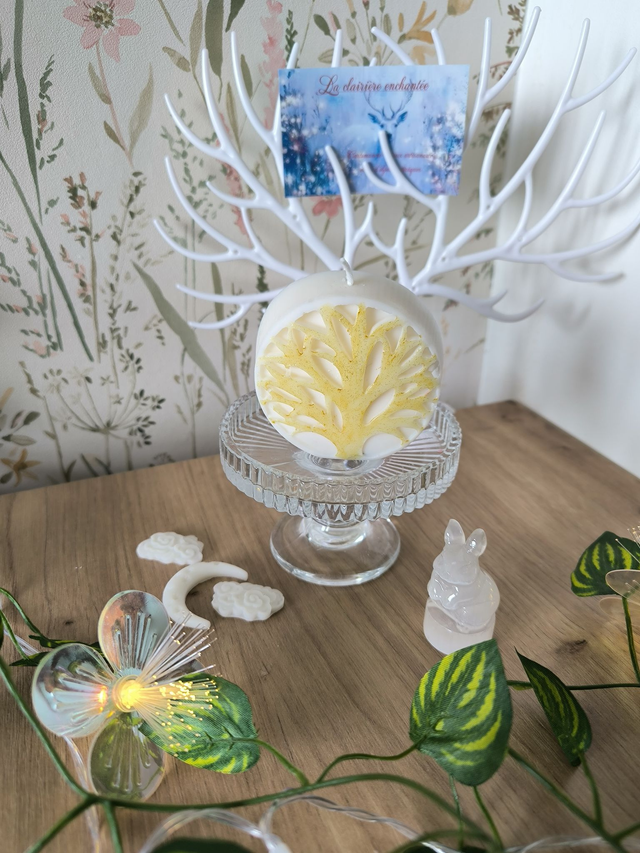 Bougie Arbre de vie &quot; Bonbon coco &quot; Or