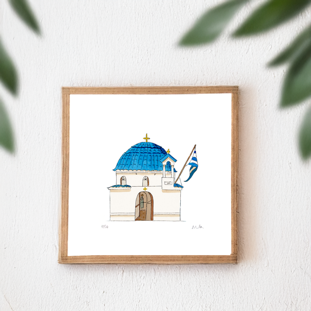 Mini Greek Church Art Print – Spiritual Byzantine Home Decor