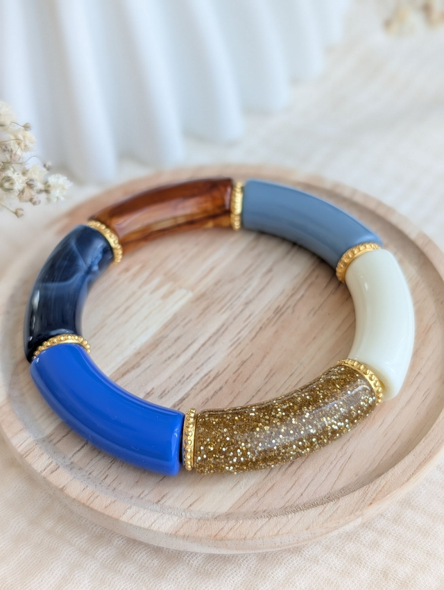 Bracelet jonc Marie bleu glitter