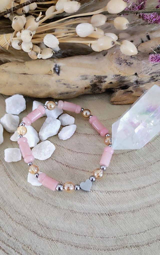 Bracelet "Amour" Opale rose