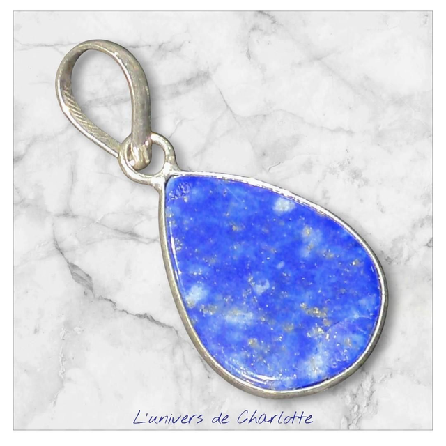 "Lapis lazuli" - Pendentif serti sur cordon - PN-046