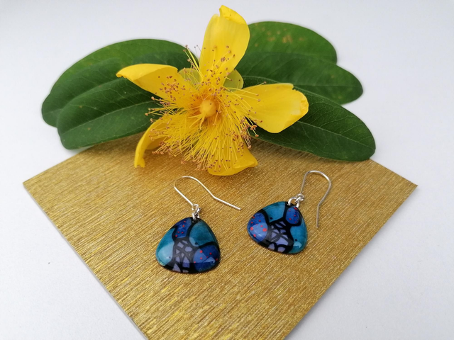 '' Les Graphiques '' - Boucles d'oreilles en émail