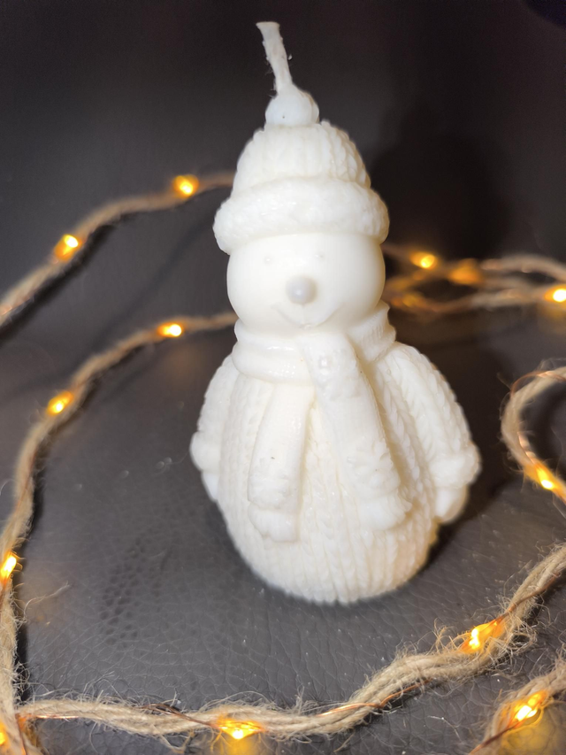 Bougie bonhomme de neige 