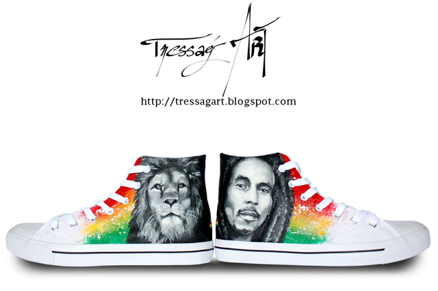 Custom Shoes - Baskets customisées Bob Marley reggae - sans marque 42 - TR031
