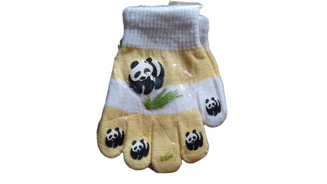 Gants jaune et blanc panda 2-4 ans