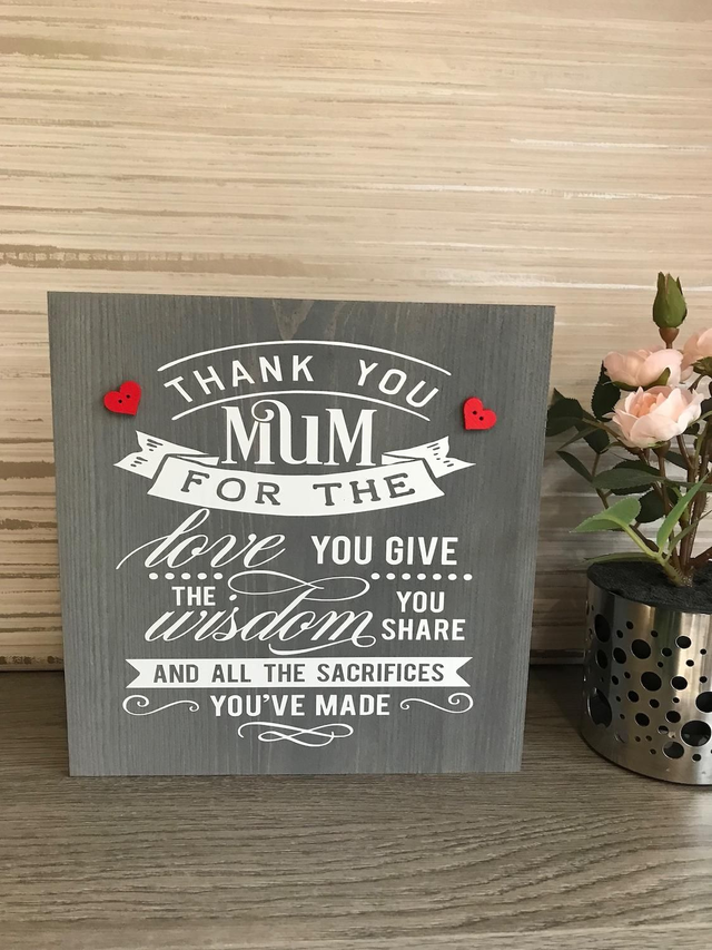 Thank you Mum wood block