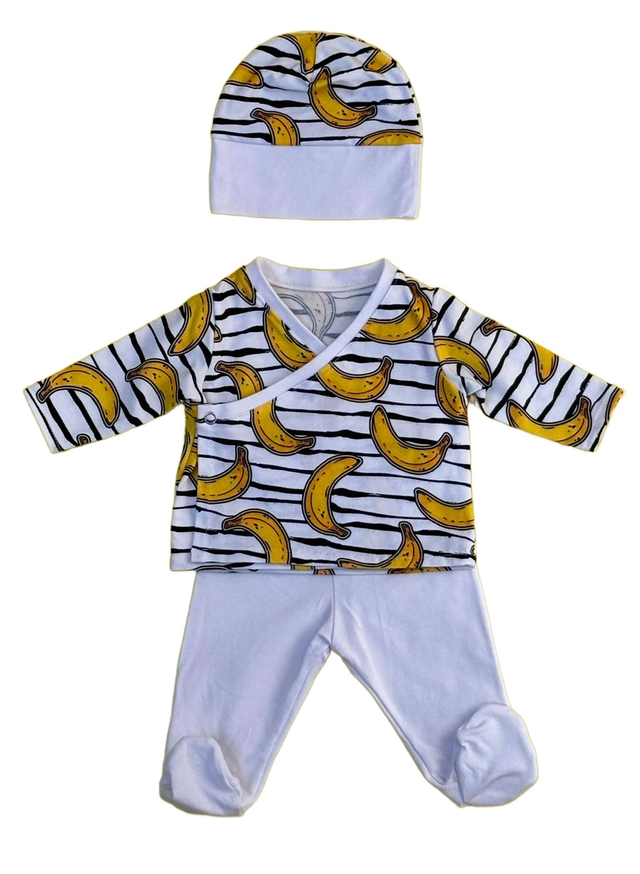 Conjunto Recién Nacido Algodón Orgánico con Estampado de Bananas