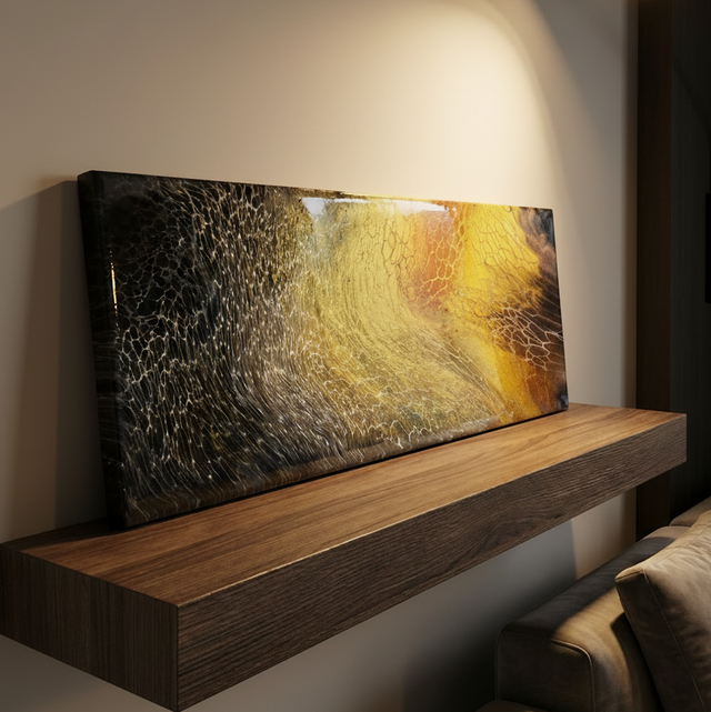 Hand Poured Acrylic Abstract Painting - 20x8 inch - POPOLS106