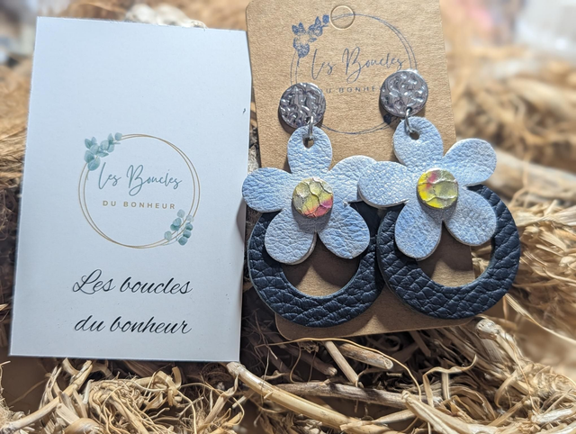 Boucles d'oreilles Baby Marguerite bleu bm018