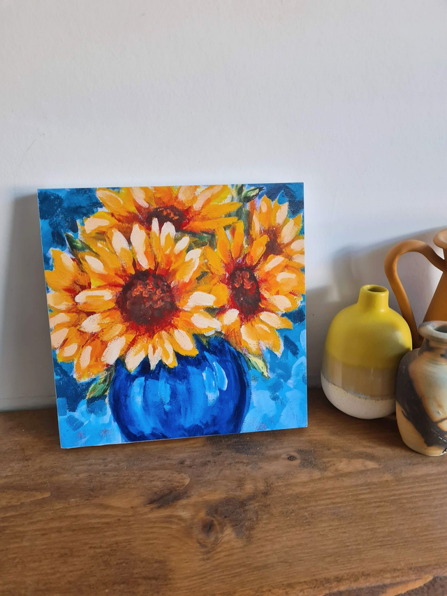 Sunflower quality print on cradled board ready to hang