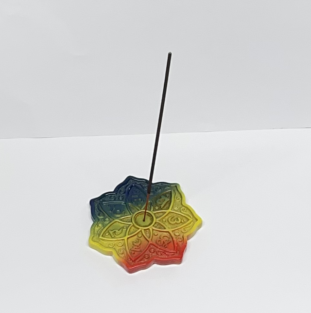 Incense Stick Burner - Rainbow Chakra Meditation Flower 