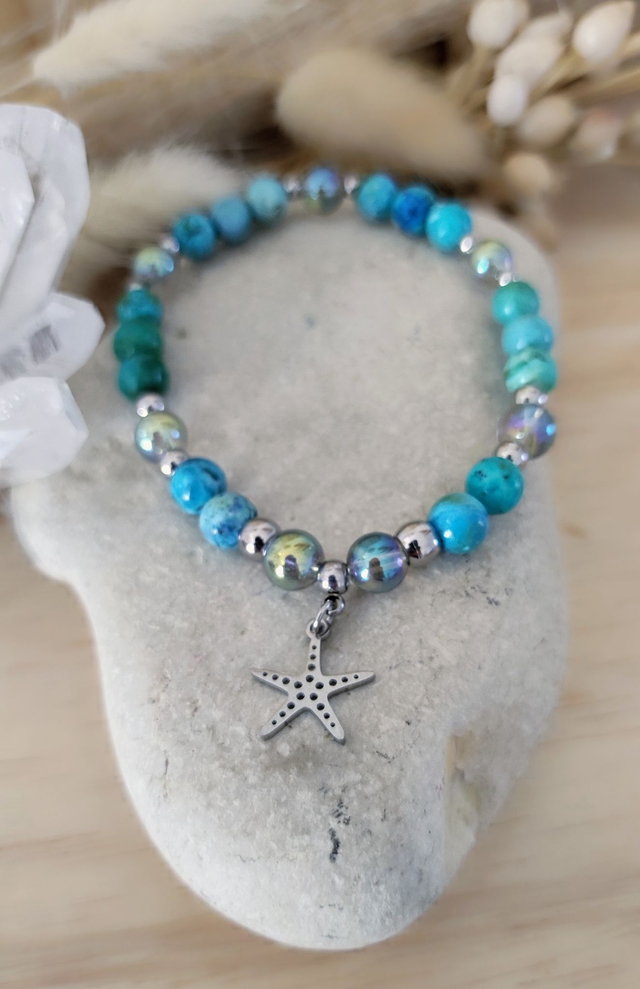 Bracelet "Atteinte des objectifs" Opale bleue et Aqua Aura