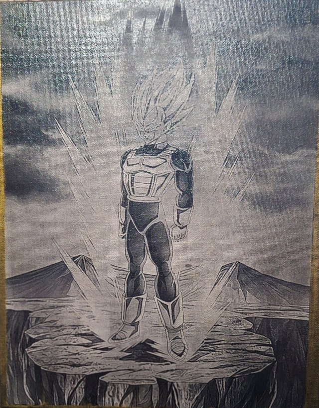 Tableau Vegeta Super Saiyan | Art Dragon Ball Z sur Toile | Décoration Murale Anime Manga | Gravure Laser Effet