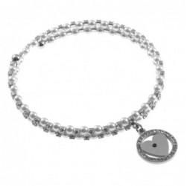 Bracciale donna in bronzo bianco con charm a cuore 