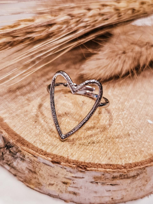 Bague "Coeur" - Modèle finesse argenté 