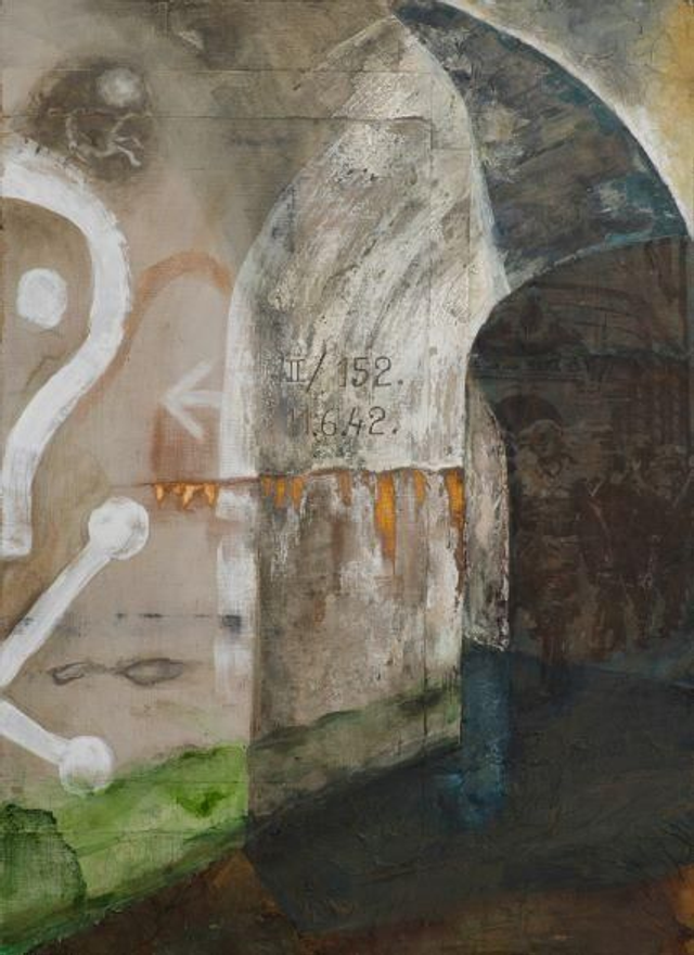 Scenes from the Bunker - print of a collage on wood by Emma Torode