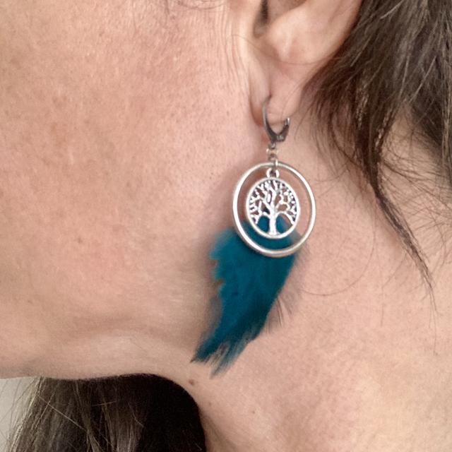 Boucles d’oreilles Renaissance bleu canard