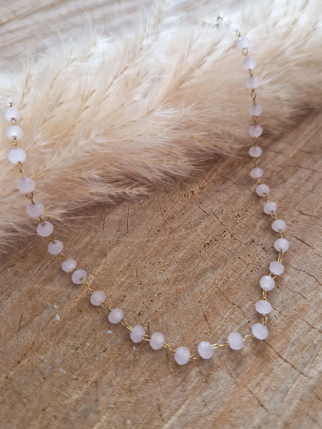 Chaîne de cheville perlée - Perles rondes - Modèle doré et rose pastel