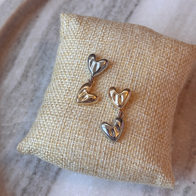 Ohrringe „Double Hearts“ bicolour 